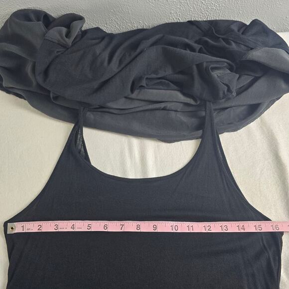 Eileen Fisher Silk Modal Layered Black Hi-Low Tank Dress MED Minimalist Resort‎ - Picture 4 of 11
